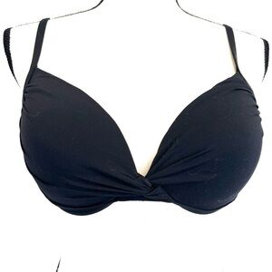 La Blanca Island Goddess Over Shoulder Twist Front Bikini Top, Black, M (36 B/C)